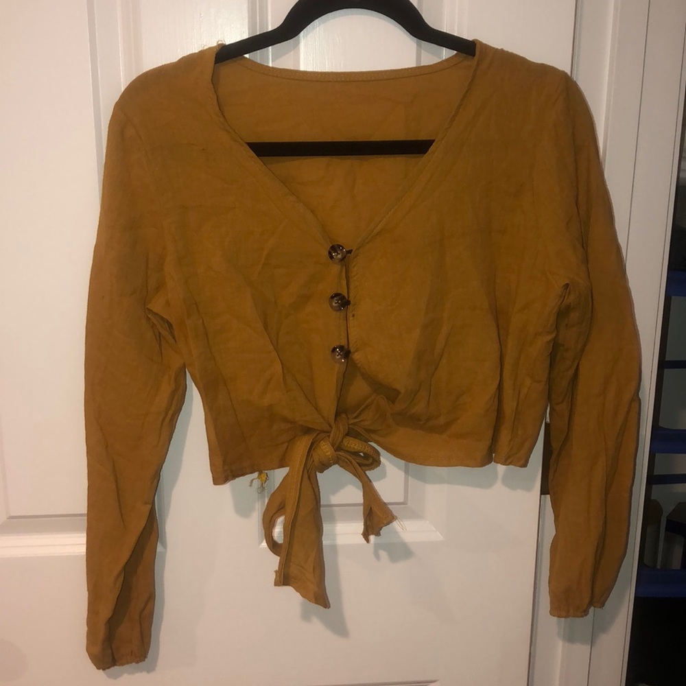 Crop button down long sleeve
